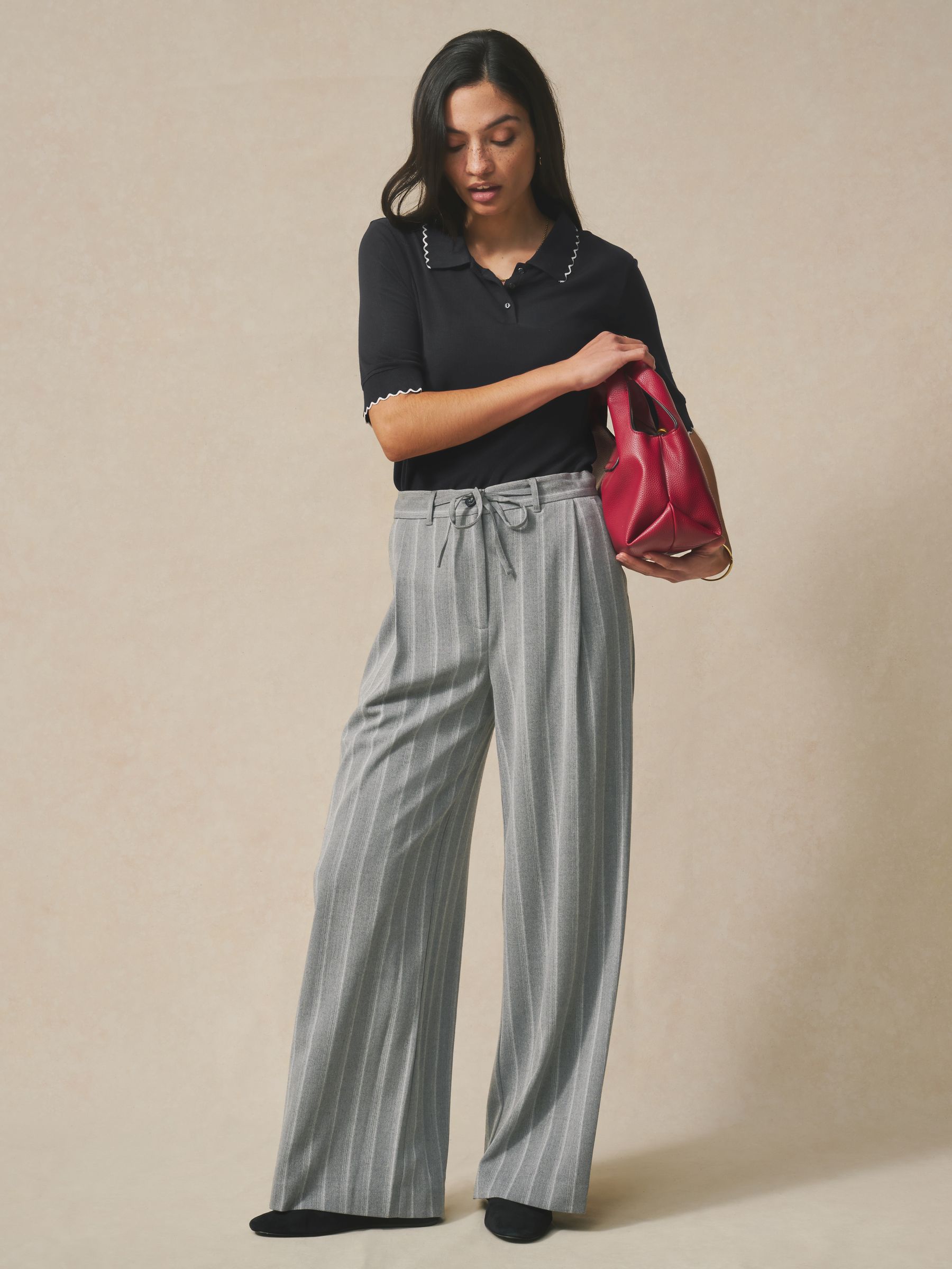 Buy Grey Stripe Wide Leg Trousers from Next USA