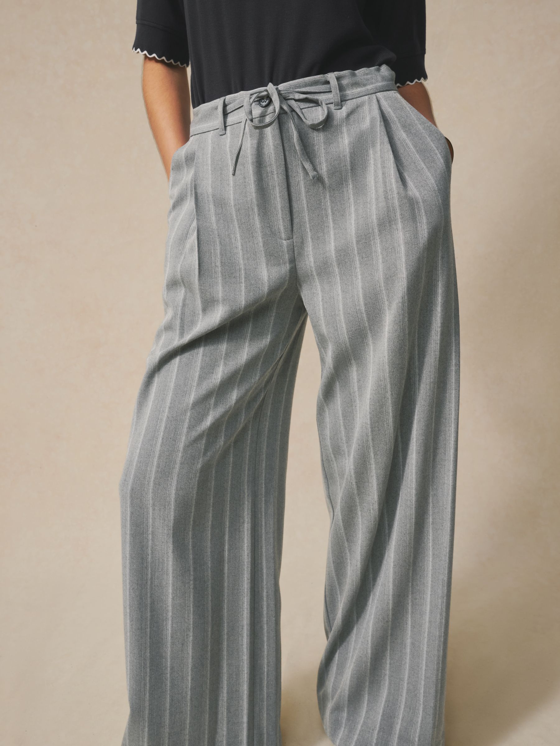 Buy Grey Stripe Wide Leg Trousers from Next USA
