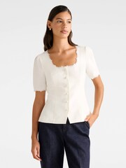 Forever New White Thea Tailored Top Contains Linen - Image 1 of 5