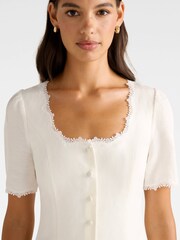 Forever New White Thea Tailored Top Contains Linen - Image 3 of 5