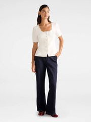 Forever New White Thea Tailored Top Contains Linen - Image 5 of 5