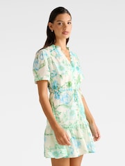 Forever New Cream Jodie Pin Tuck Skater Mini Dress - Image 4 of 5