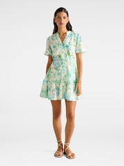 Forever New Cream Jodie Pin Tuck Skater Mini Dress - Image 5 of 5
