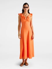 Vestido midi Lenny Godet da Forever New com linho - Imagem 1 de 4