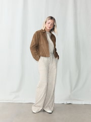 Brown/Ecru Gingham - Linen Blend Button Shell Top - სურათი 2 7-დან