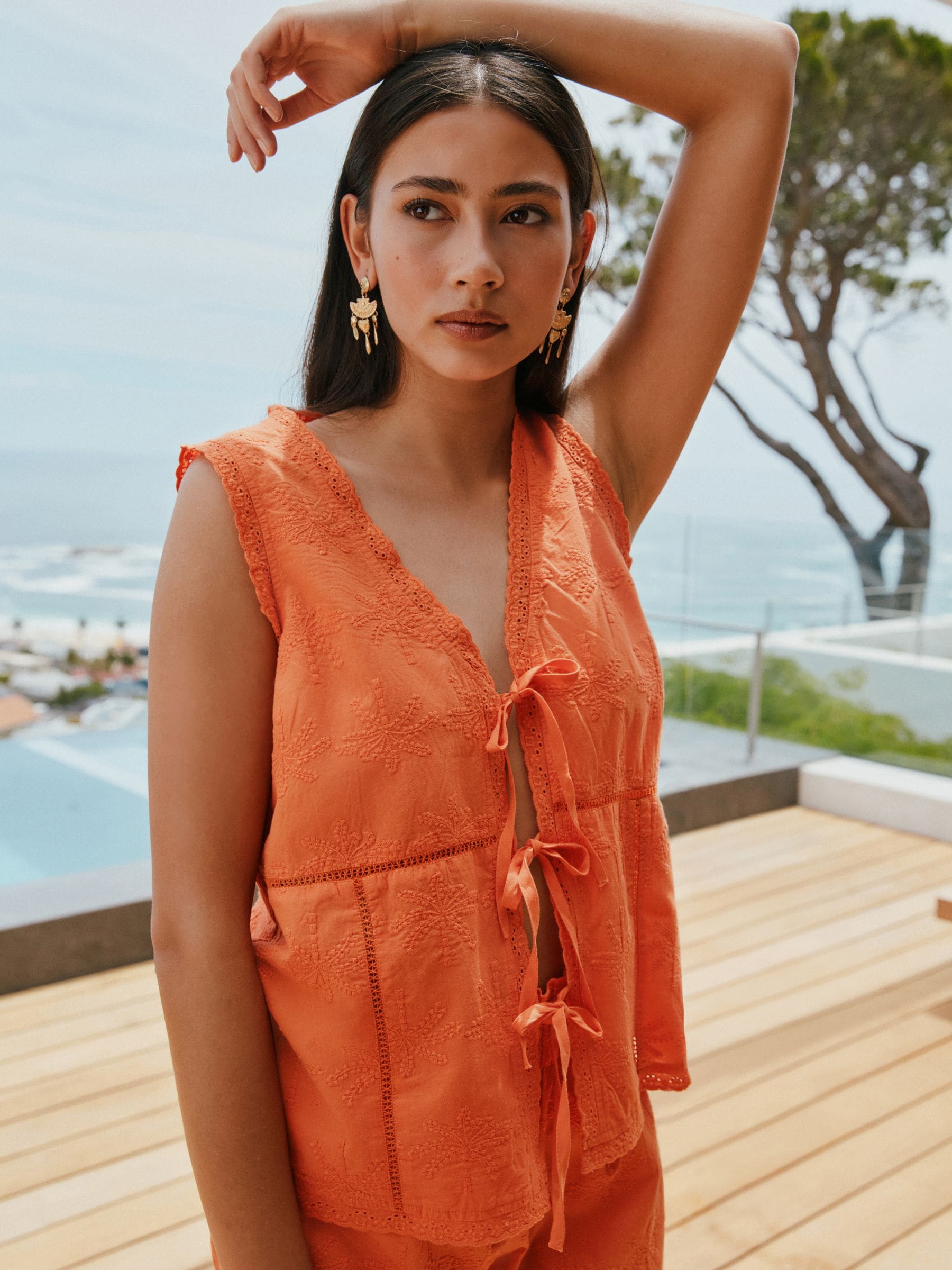 トップス Palm Buy Orange Embroidered Palm Tree Sleeveless Top from Next USA