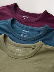 Blue/ Khaki Green/ Burgundy Red Jersey Short Sleeve Pyjamas Set 3 Pack - Image 11 of 13