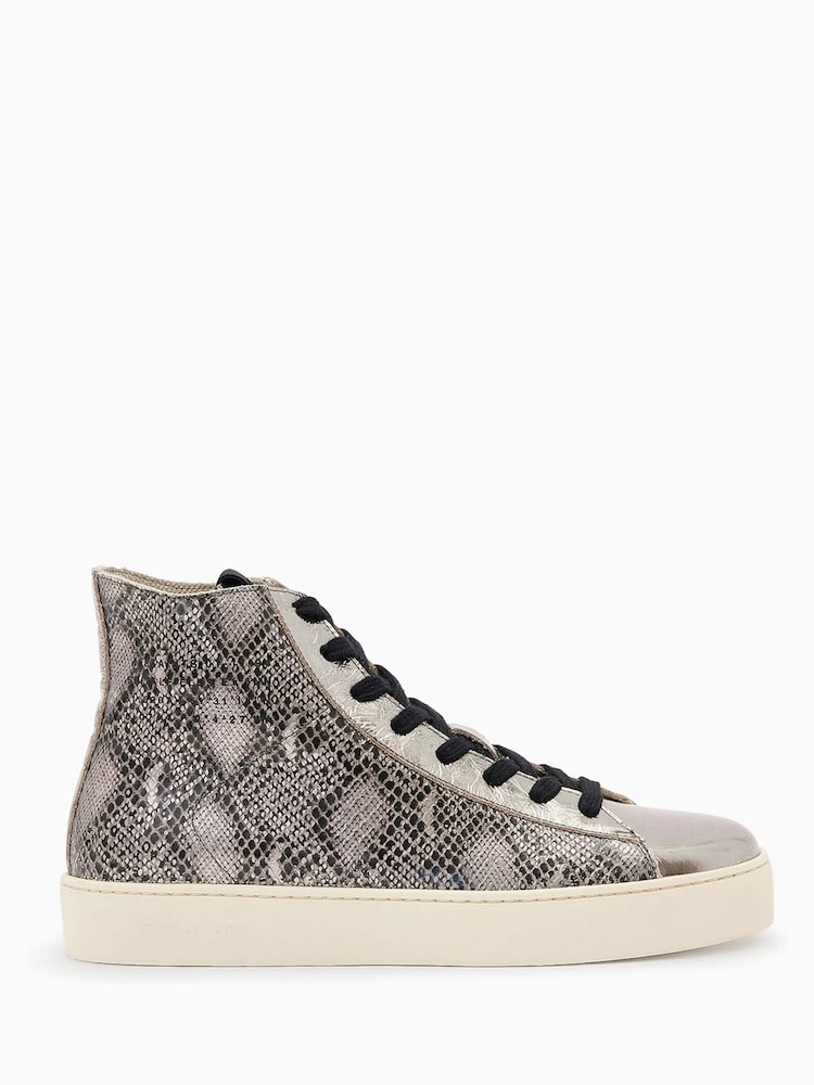 AllSaints Grey High Tana Met  High Top Trainer - Image 1 of 5