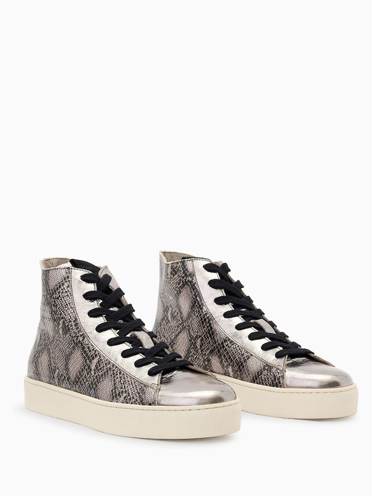 AllSaints Grey High Tana Met  High Top Trainer - Image 2 of 5