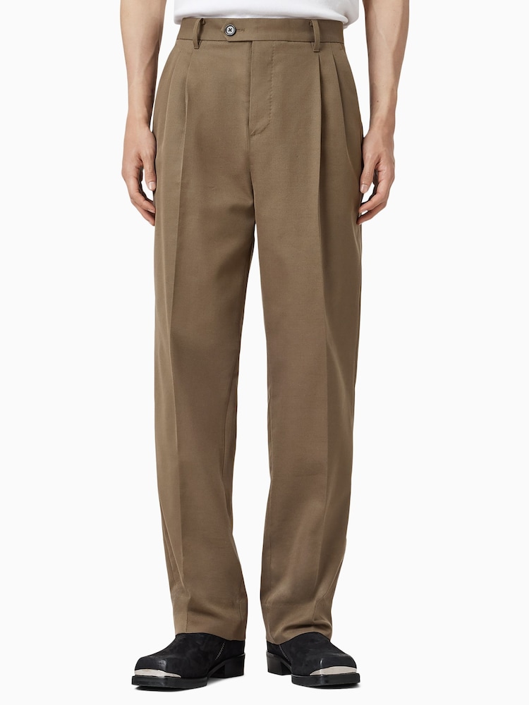 AllSaints Brown Tallis Straight Trousers - Image 2 of 8