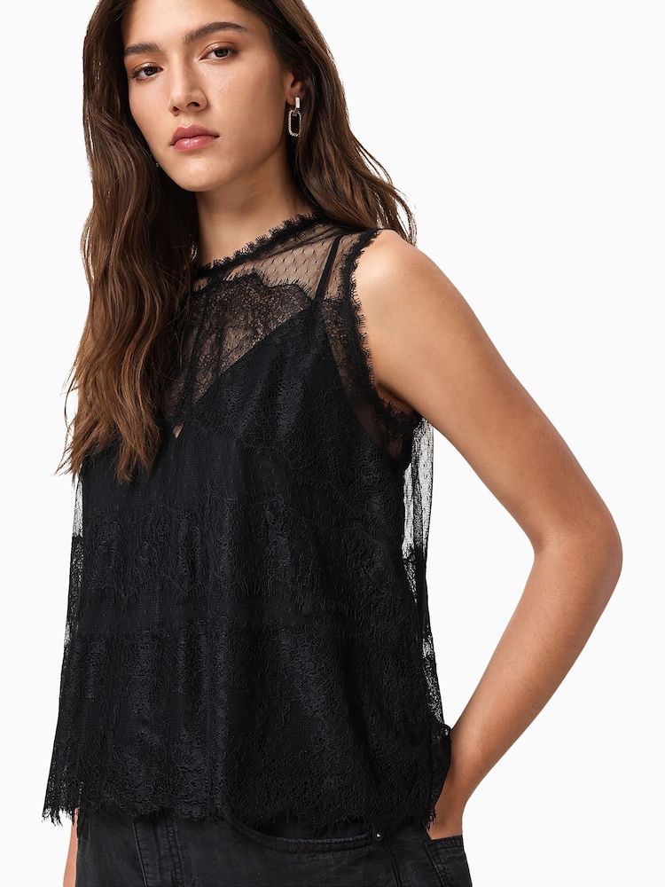AllSaints Black Clara Top - Image 2 of 8