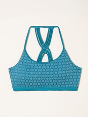 FatFace Roan Teal Blue Sun Jacquard Macrame Bikini Top - Image 10 of 10