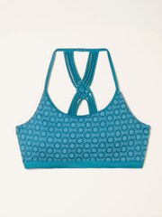 FatFace Roan Teal Blue Sun Jacquard Macrame Bikini Top - Image 6 of 6