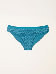 FatFace Joss Teal Blue Sun Jacquard Bikini Bottom - Image 5 of 5