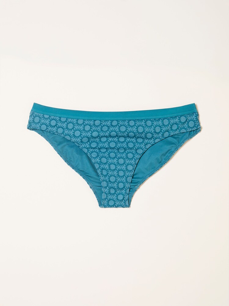 FatFace Joss Teal Blue Sun Jacquard Bikini Bottom - Image 5 of 5