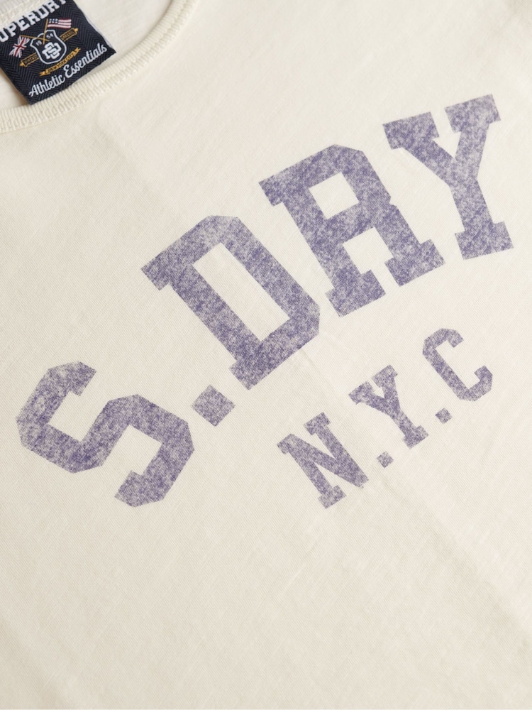 Superdry White Athletic Essential Slub T-Shirt - Image 5 of 5 Superdry White Athletic Essential Slub T-Shirt - Image 5 of 5