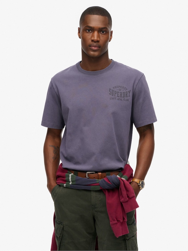 Superdry Purple Vintage Athletic Essential Graphic Print T-Shirt - Image 1 of 6