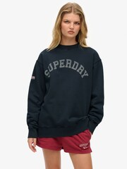 Superdry Blue Athletic Essentials Slouchy Crew Sweatshirt - Image 1 of 5