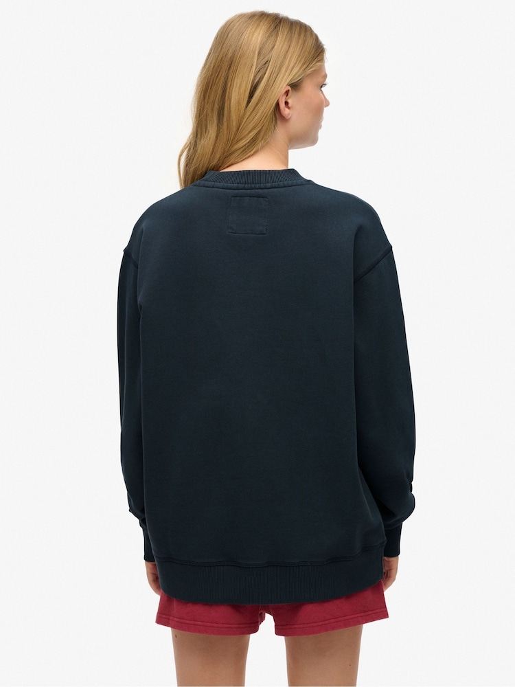 Superdry Blue Athletic Essentials Slouchy Crew Sweatshirt - Image 2 of 5