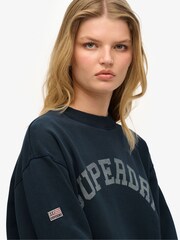 Superdry Blue Athletic Essentials Slouchy Crew Sweatshirt - Image 4 of 5