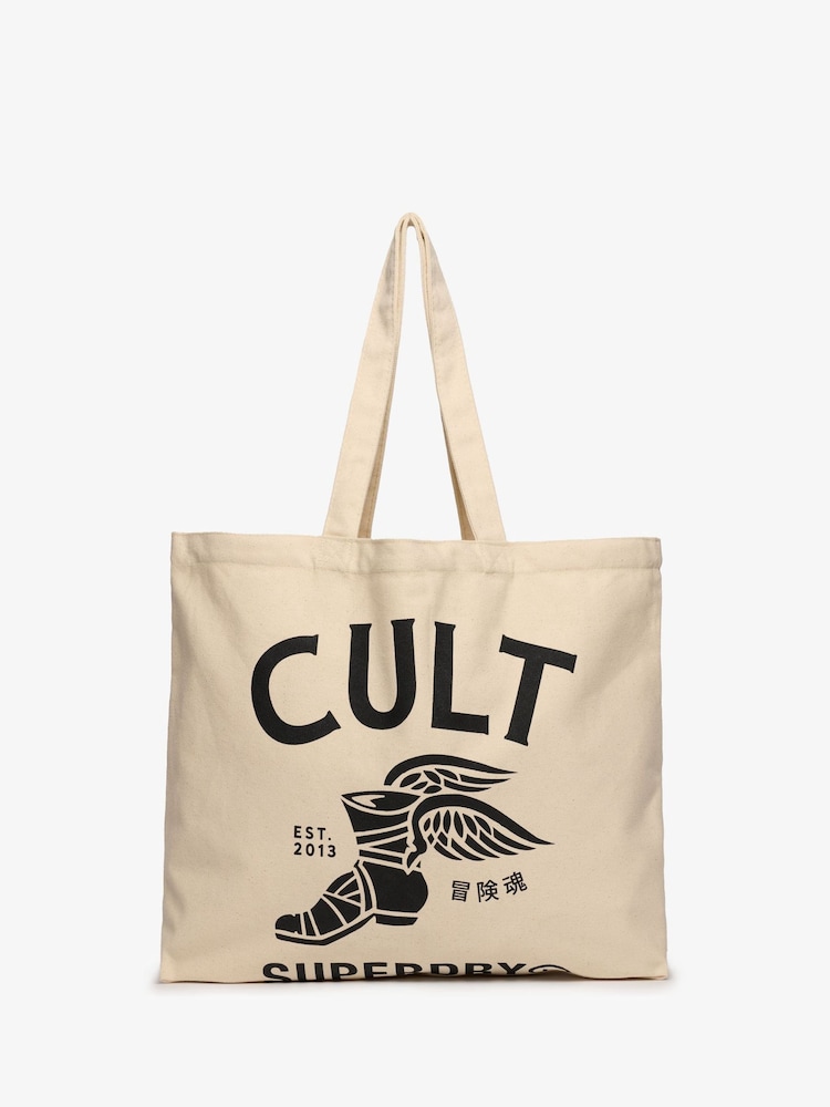 Superdry Nude CULT Graphic Print Bag - Image 1 of 4 Superdry Nude CULT Graphic Print Bag - Image 1 of 4