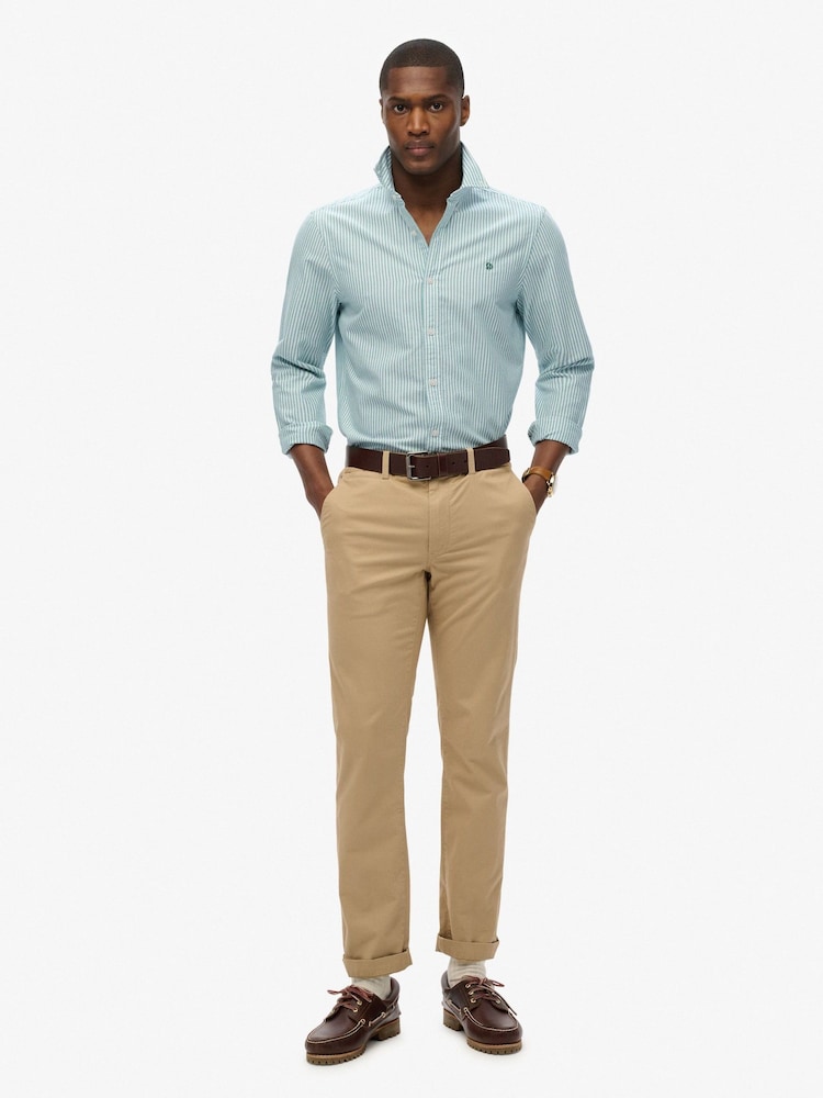 Superdry CHAMBRAY BLUE Classic Oxford 100% Cotton Shirt - Image 1 of 5 Superdry CHAMBRAY BLUE Classic Oxford 100% Cotton Shirt - Image 1 of 5