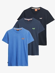 Superdry Blue Cotton Essential Logo T-Shirts 3 Pack - Image 1 of 4