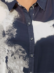 Evans Blue Smudge Print Dip Back Blouse - Image 5 of 6