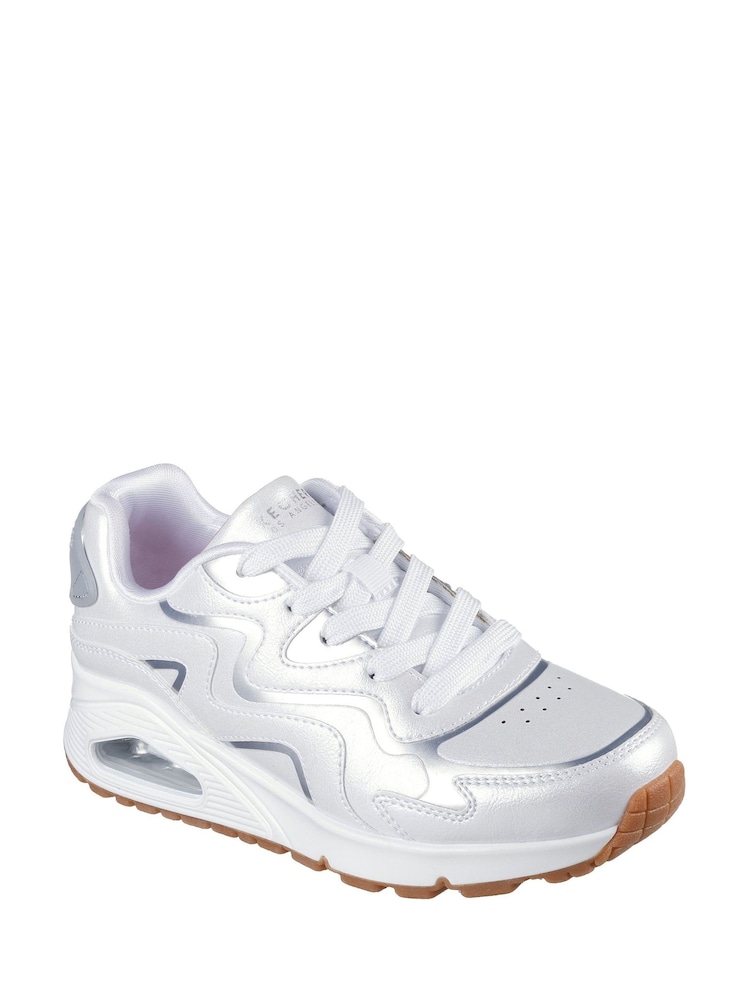 Skechers White Uno Gen1 Wavy Shimmer Trainers - Image 1 of 4