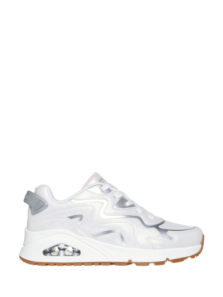 Skechers White Uno Gen1 Wavy Shimmer Trainers - Image 2 of 4