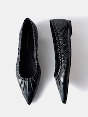 Mint Velvet Black Arella Ruched Flat Pumps - Image 3 of 4