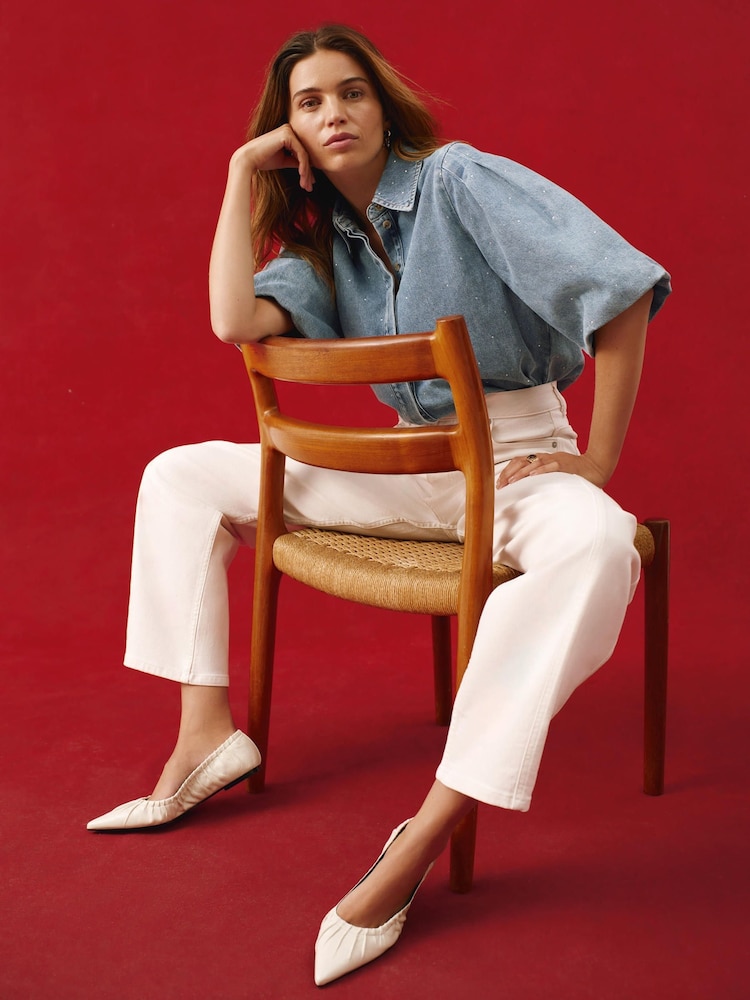 Mint Velvet Blue Denim Embellished Shirt - Image 1 of 8