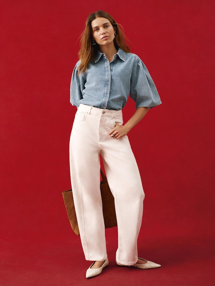 Mint Velvet Blue Denim Embellished Shirt - Image 2 of 8