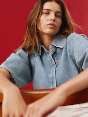 Mint Velvet Blue Denim Embellished Shirt - Image 5 of 8