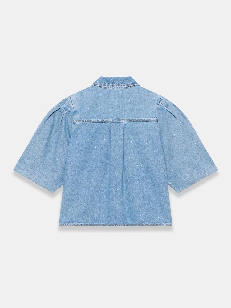 Mint Velvet Blue Denim Embellished Shirt - Image 8 of 8