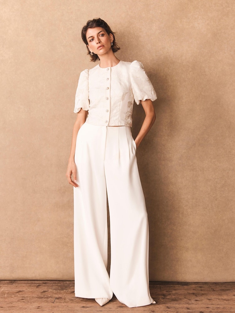 Mint Velvet White Jacquard Detail Top - Image 2 of 7