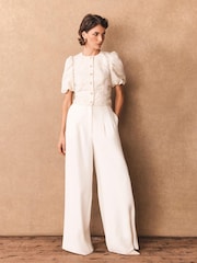 Mint Velvet White Jacquard Detail Top - Image 5 of 7