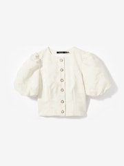 Mint Velvet White Jacquard Detail Top - Image 6 of 7