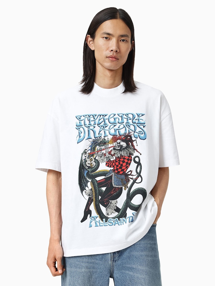 AllSaints White Jester Short Sleeve Crew T-Shirt - Image 1 of 6