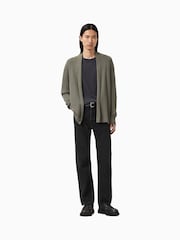 AllSaints Green Mode Merino Wool Open Cardigan - Image 3 of 5