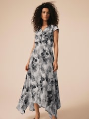 Mint Velvet Grey Abstract Print Midi Dress - Image 3 of 8