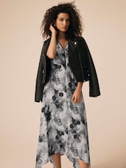 Mint Velvet Grey Abstract Print Midi Dress - Image 5 of 8