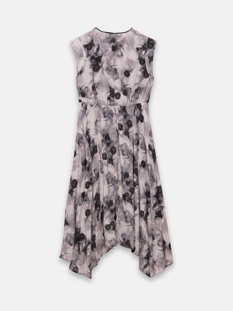 Mint Velvet Grey Abstract Print Midi Dress - Image 8 of 8