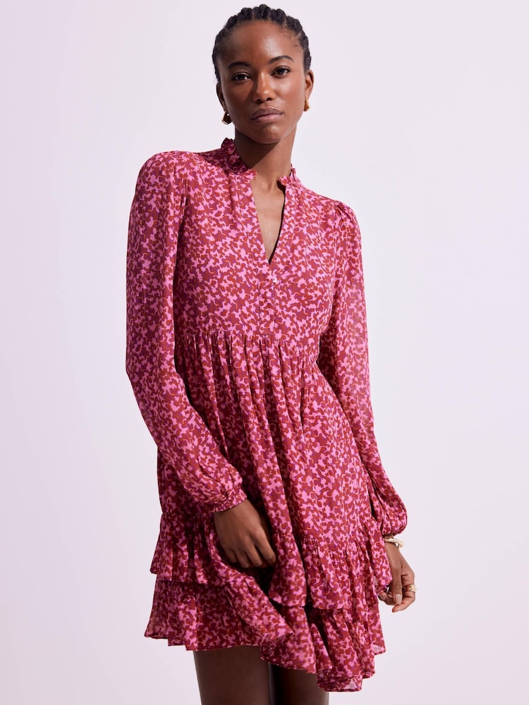 Mint Velvet Pink Floral Print Mini Dress - Image 1 of 8 Mint Velvet Pink Floral Print Mini Dress - Image 1 of 8