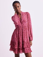 Mint Velvet Pink Floral Print Mini Dress - Image 5 of 8