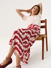 Mint Velvet Red Abstract Floral Print Slip Skirt - Image 2 of 7