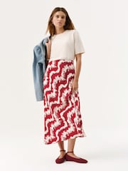 Mint Velvet Red Abstract Floral Print Slip Skirt - Image 3 of 7