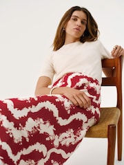 Mint Velvet Red Abstract Floral Print Slip Skirt - Image 5 of 7