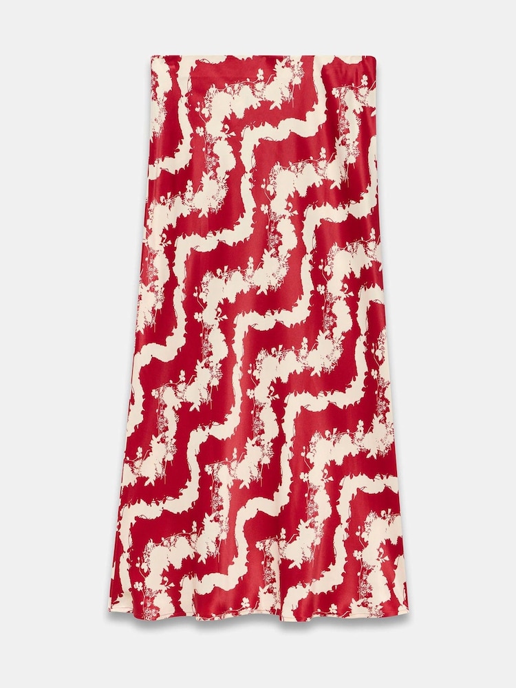Mint Velvet Red Abstract Floral Print Slip Skirt - Image 7 of 7