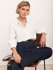 Mint Velvet Cotton Blend Pearl Collar Shirt - Imagen 3 de 8